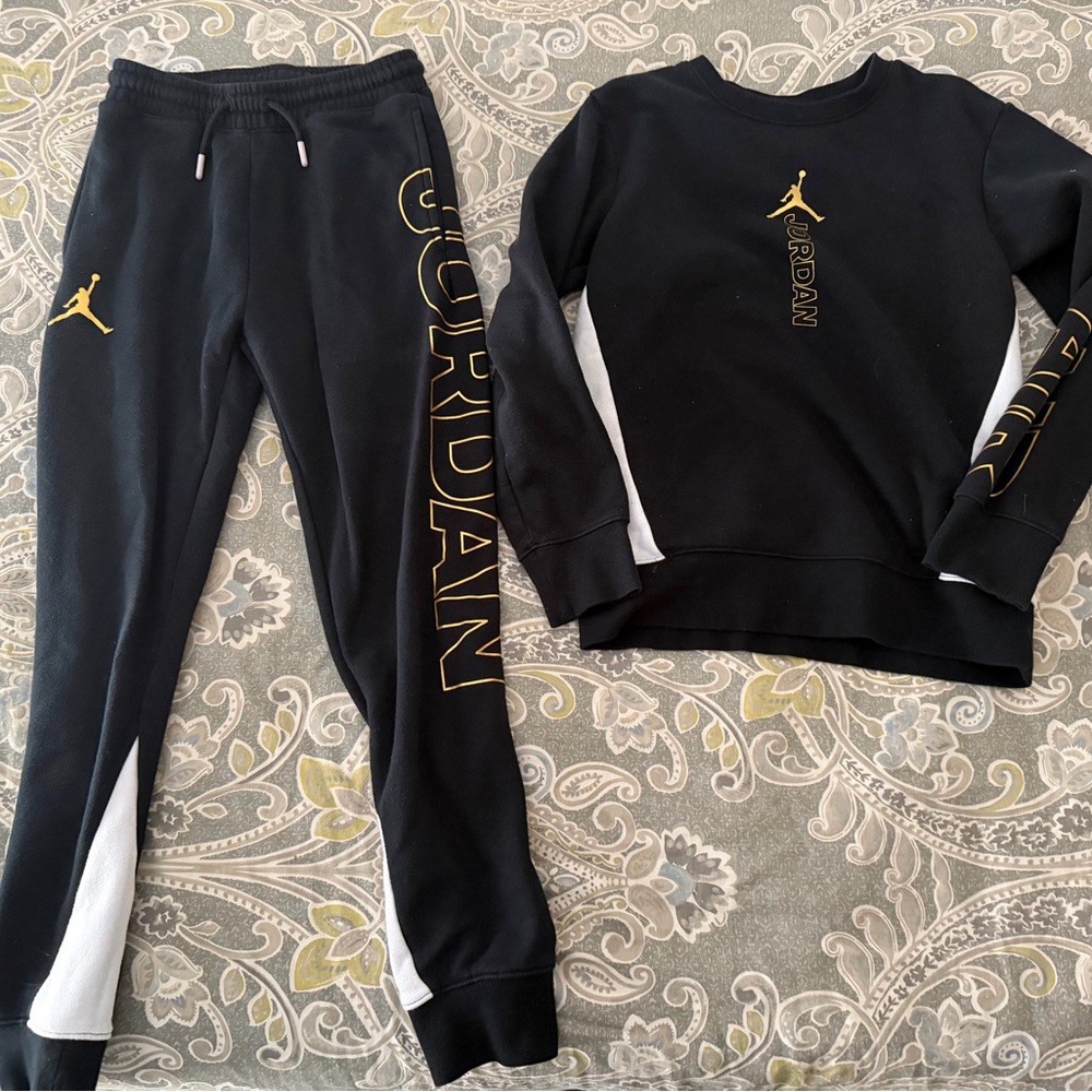 Jordan Black and Gold Logo Tracksuit